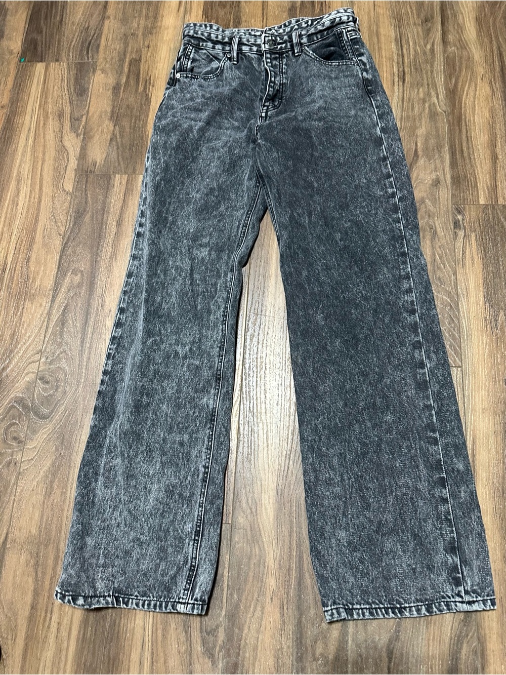 KanCan Jeans Signature 7 /27x32 Grey Wide Leg Acid Wash Button Fly High/Rise